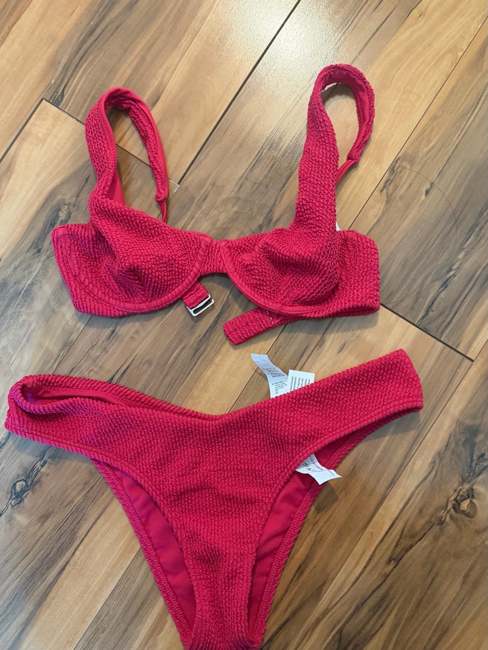 NWOT abercrombie and fitch crinkle Textured Red Bikini Set - Two Piece Swimwear